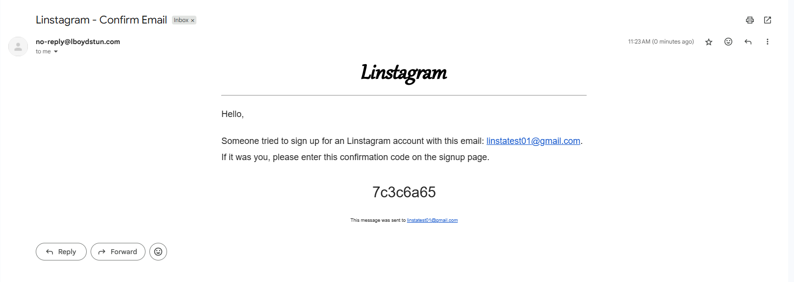 Sign up confirmation